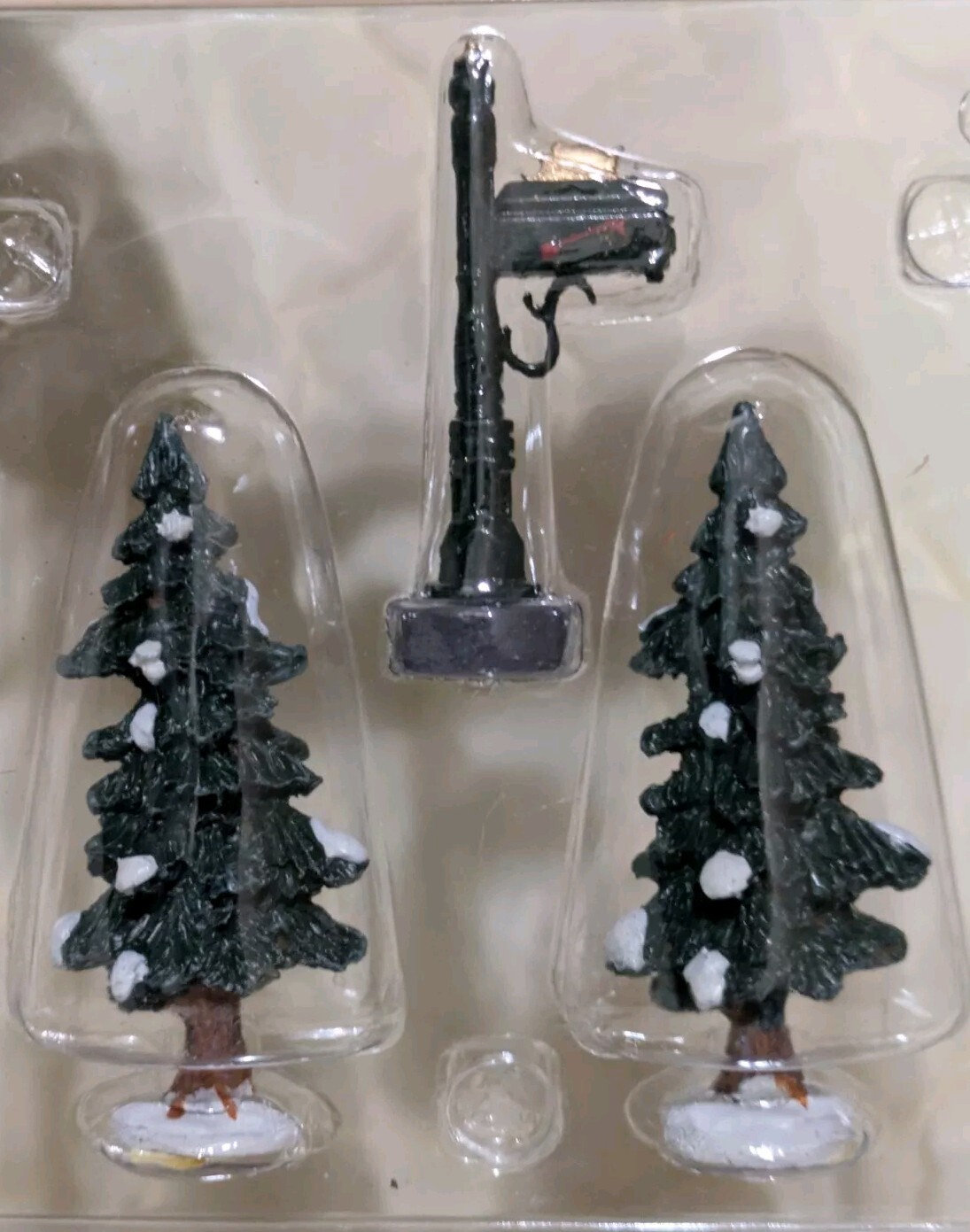 2003 LEMAX 34977 Village Collection Mailbox and Two Trees Christmas NOS