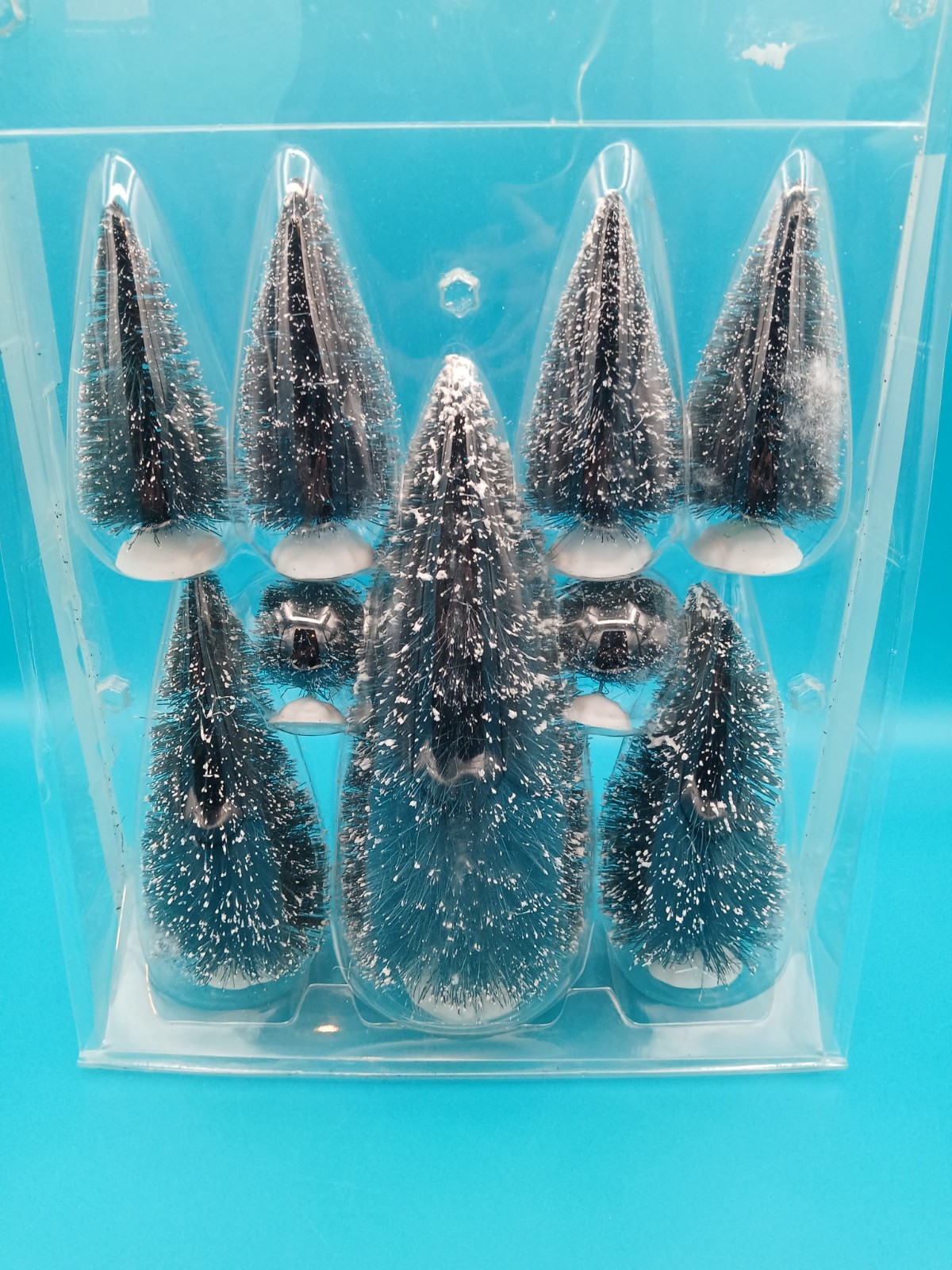 CHRISTMAS VILLAGE HOUSE ACCESSORY XMAS PINE TREE SET of 9 TREES DISPLAY SCENE