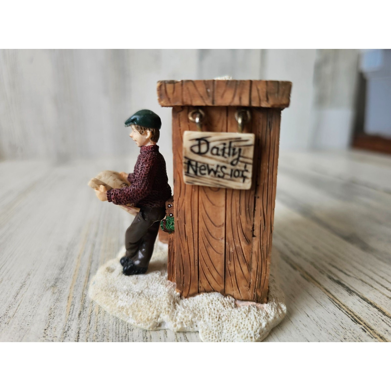 Newstand village Xmas men newspaper shop vintage