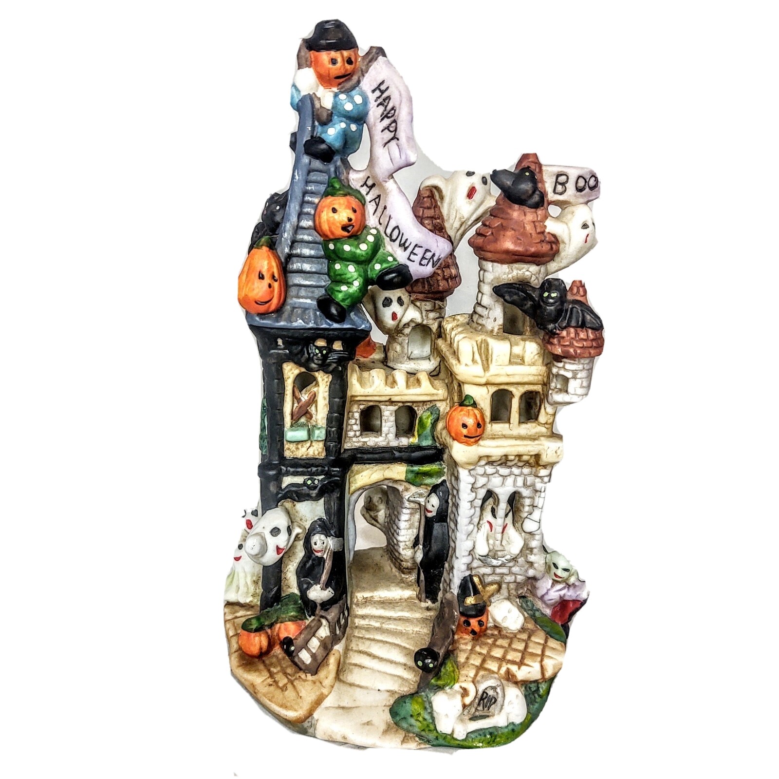 VTG Halloween Fall Village Haunted House Castle Miniature Ghost Figure Figurine