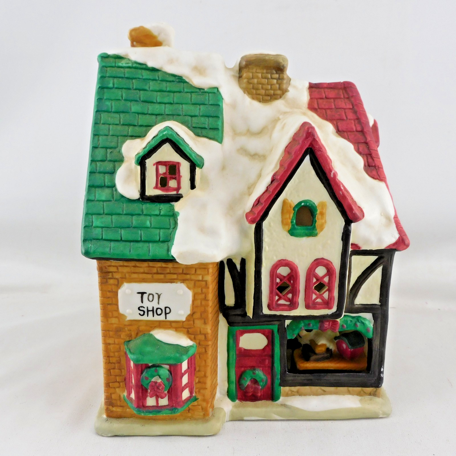 Toy Shop with Toy Maker In Window Lemax Christmas Village Lighted Porcelain 6.5″