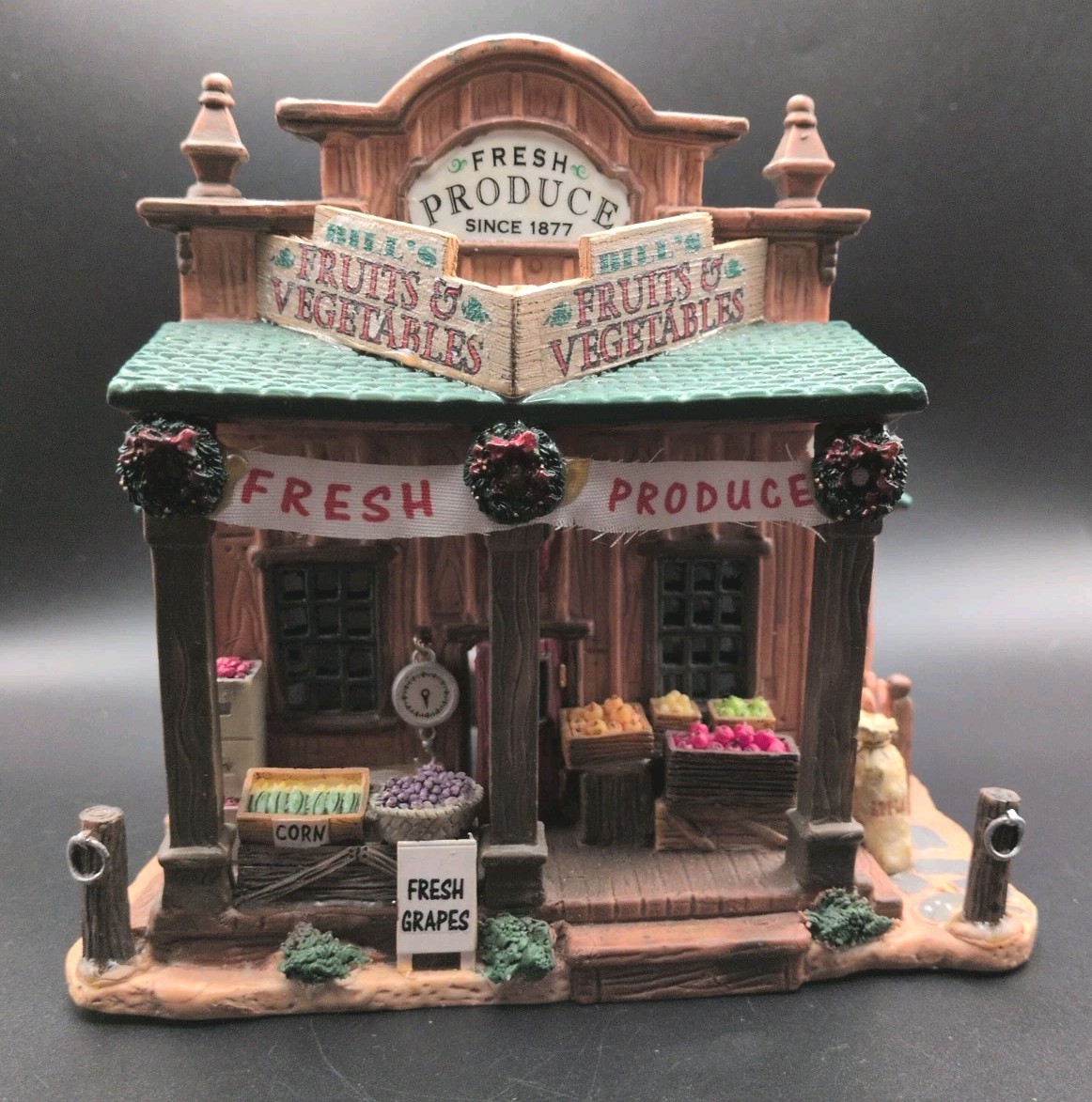 Lemax Christmas Holiday Village Bill’s Produce Mart Market Grocery Store READ
