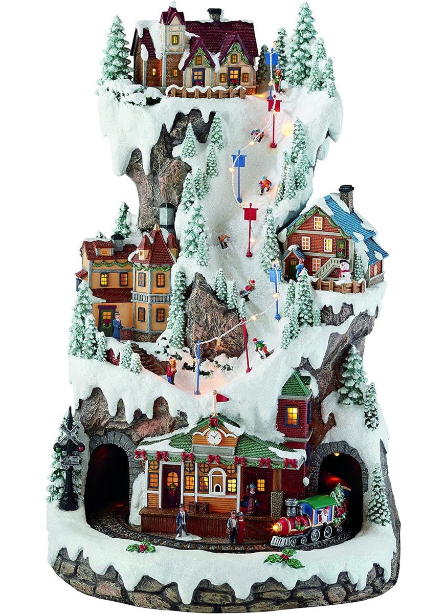 20″ LED SKI VILLAGE WITH MUSIC Lights Moving Train 8 Songs Costco Exclusive