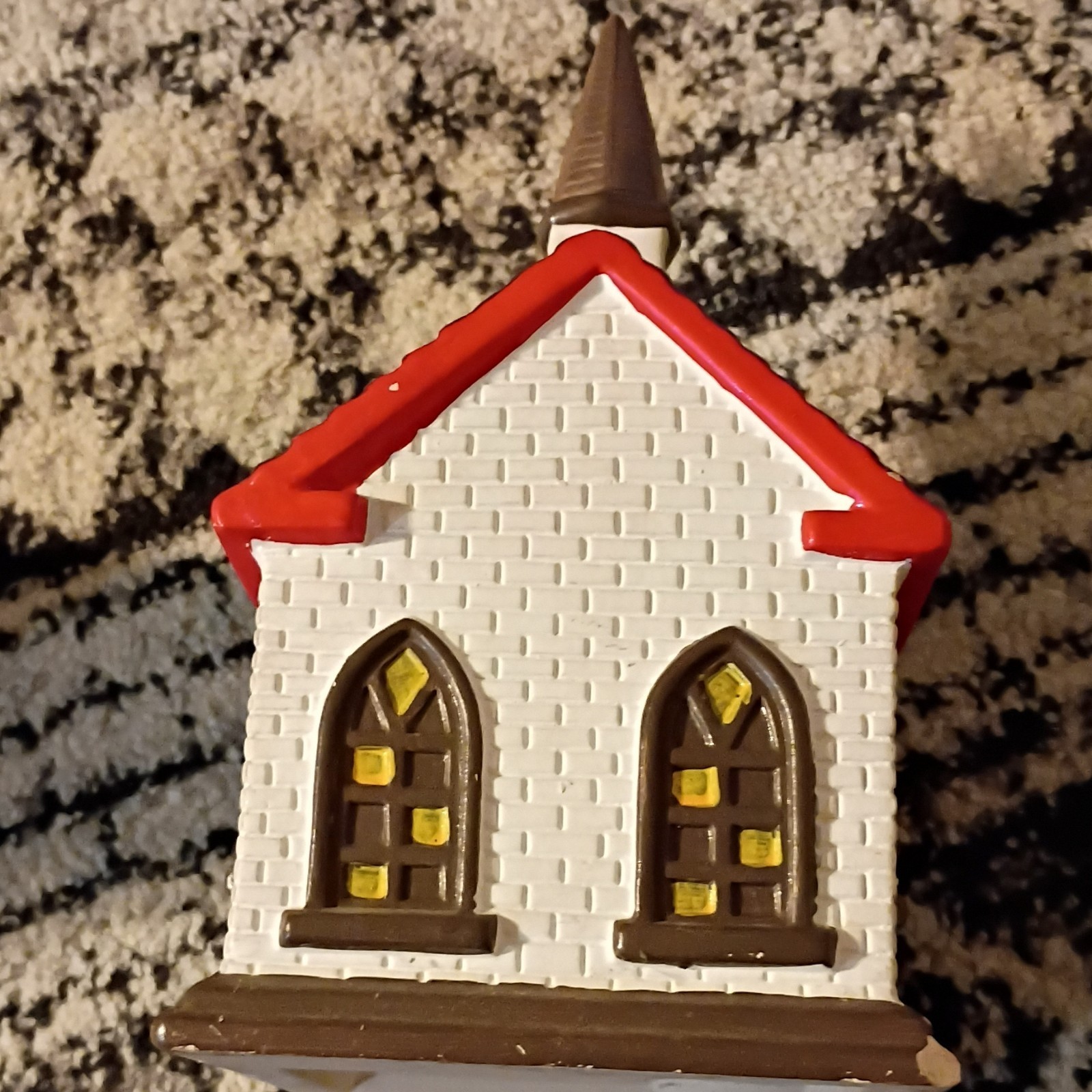 Ceramic Hand Painted Village House Red Roof White Brown Traditional Decor