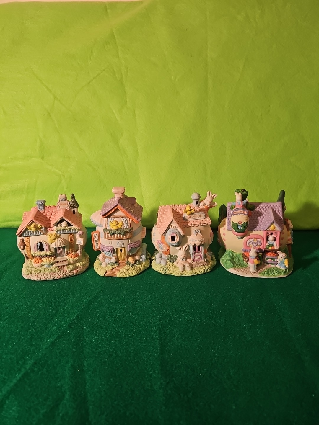Vintage Lot Of 4 Easter Village Houses.