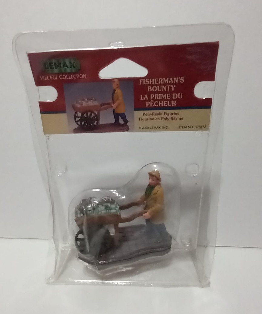 Lemax Fisherman’s Bounty Market Vendor Wooden Cart 2003 – New