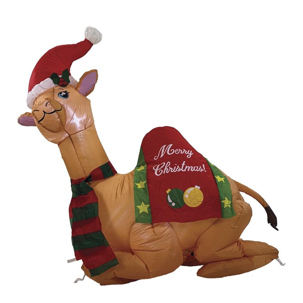 4′ Lighted LED Camel in Santa Hat Christmas Inflatable Fun Holiday Outdoor Decor