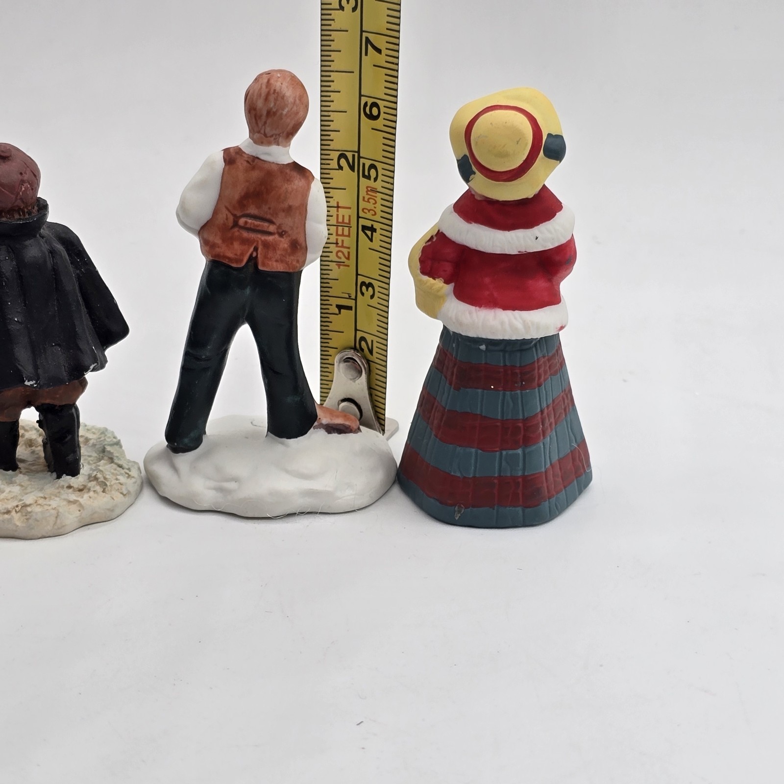 Vtg Christmas Village Figures Lot Ceramic Miniature Victorian People Girl Boy