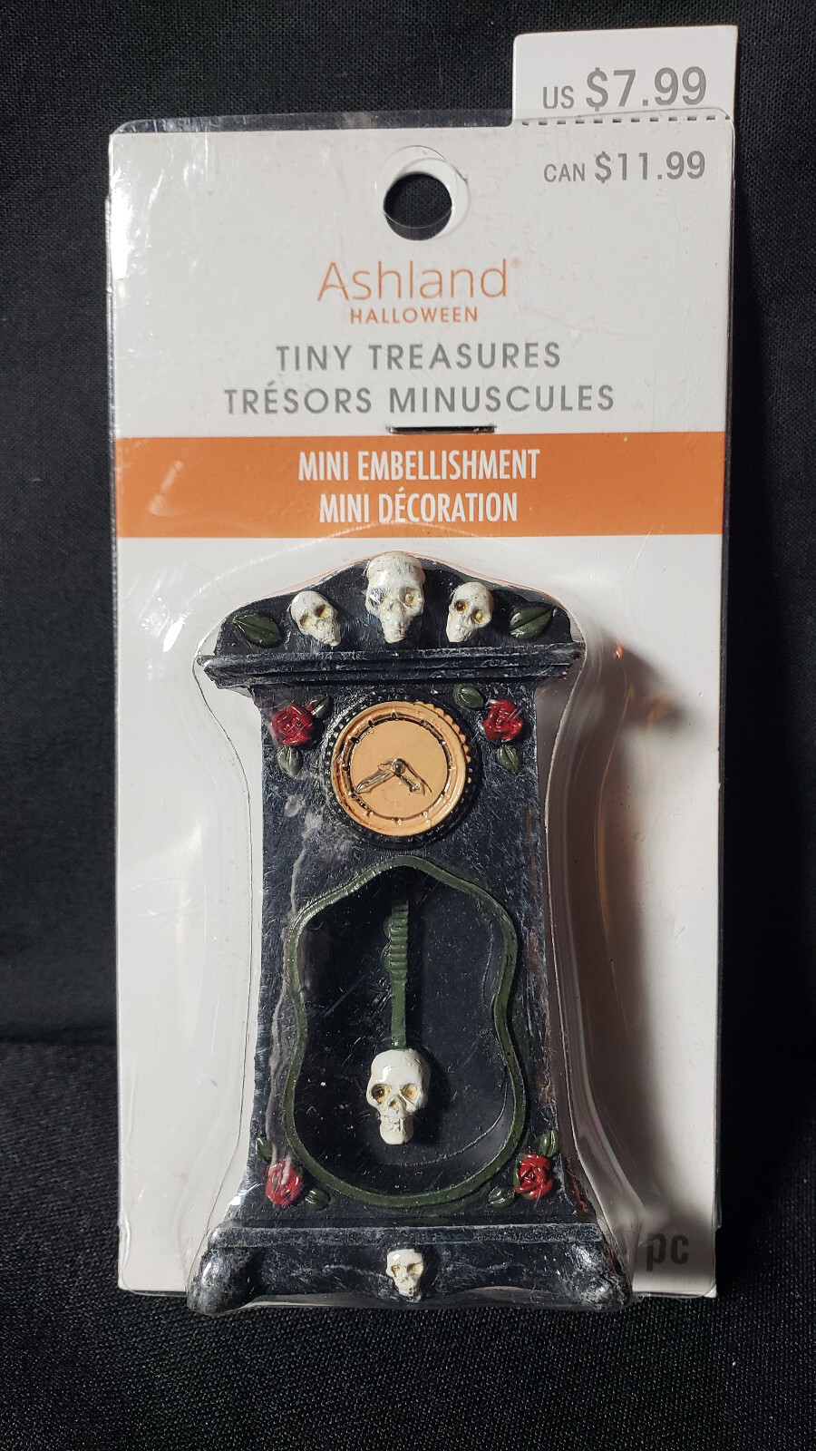 Ashland Halloween 2021 Tiny Treasures “Mini Skeleton Pendulum Clock” New