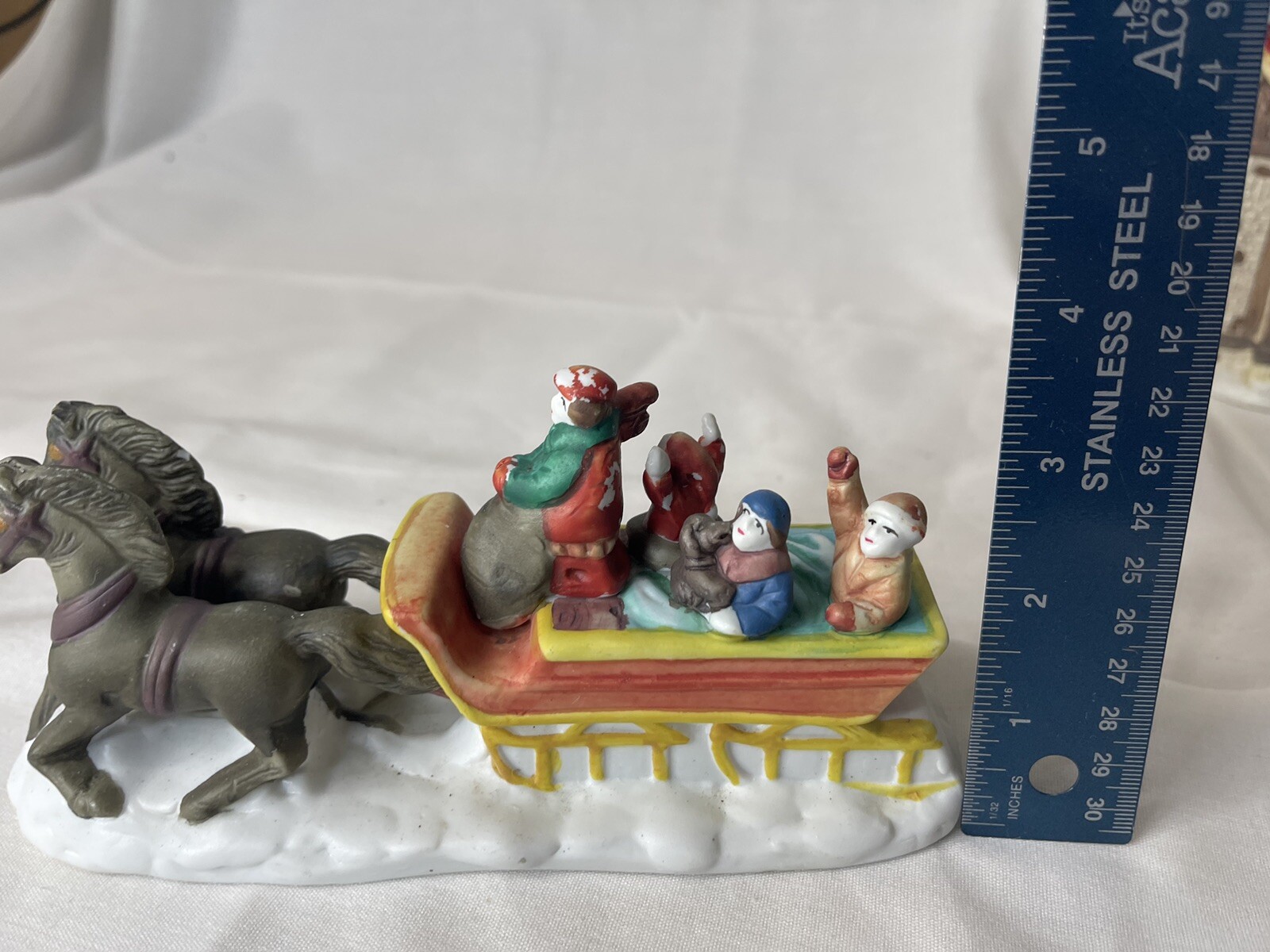 Horse Drawn Sleigh W/Kids Country Memories Collection Kmart 1993 VTG RARE Villag