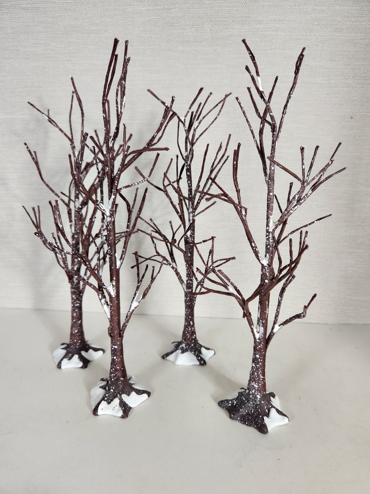 Dept 56 Bare Branch Trees Brown Snow Frost Christmas Village Lot Of 4 12″x5″