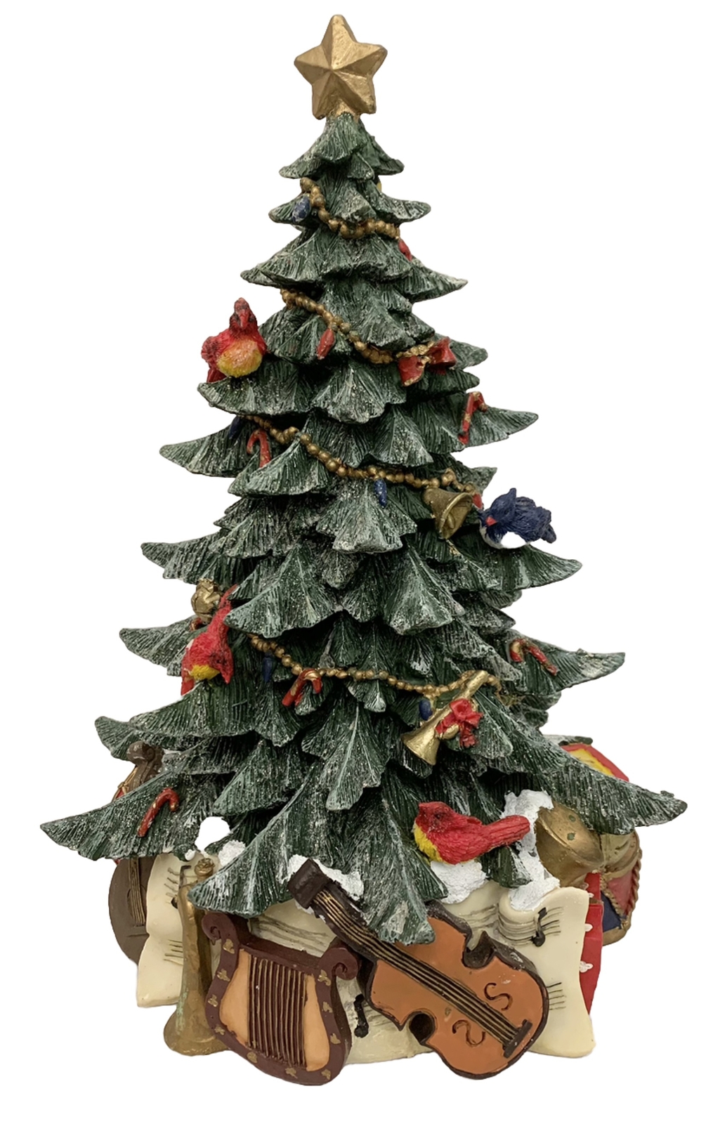 RARE Frosted Christmas Tree Musical Instruments Books Birds Gifts 12.5”