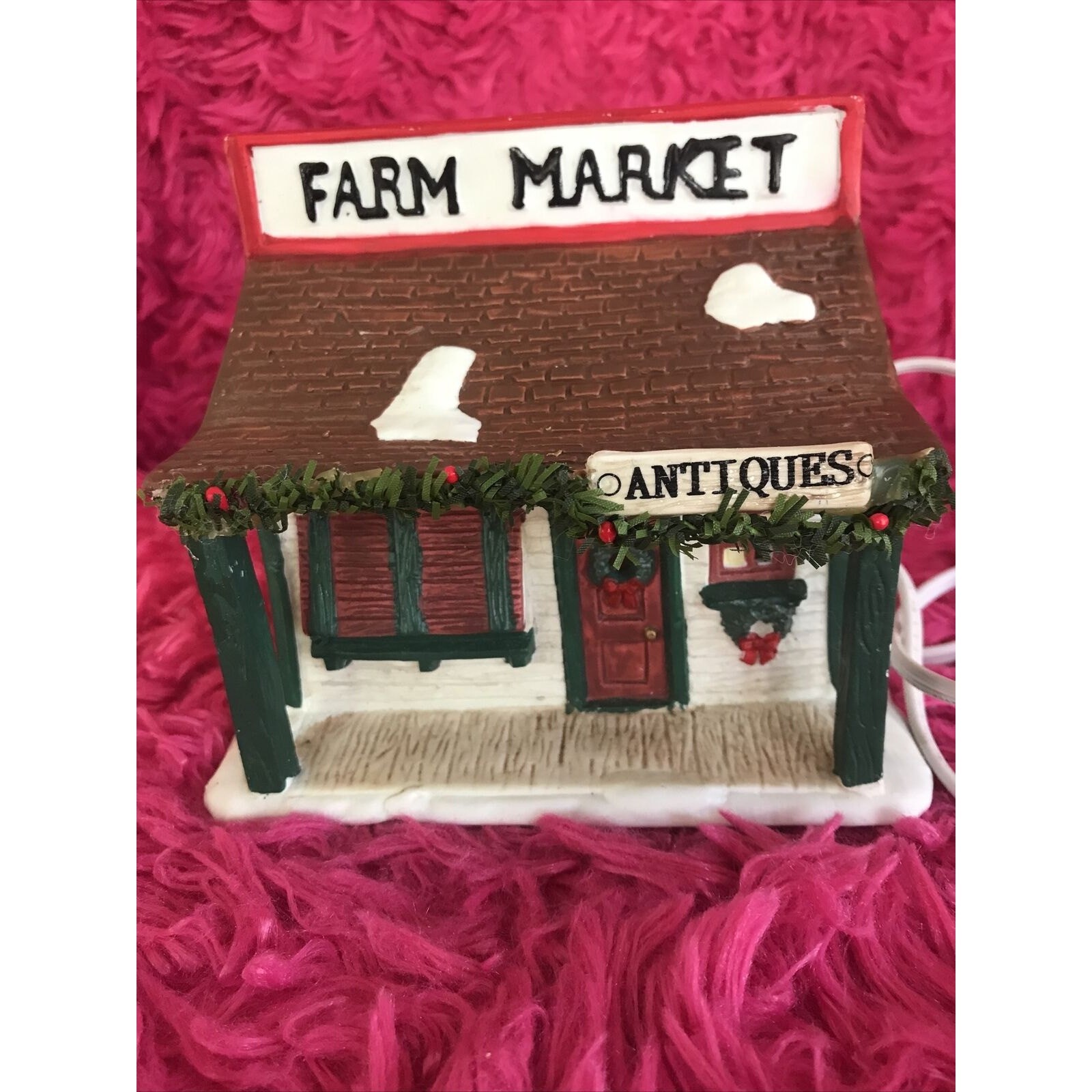 ￼￼Vtg Seasonal Specialties￼ Lighted Farm￼ Market Christmas Village￼ 1993 Tested