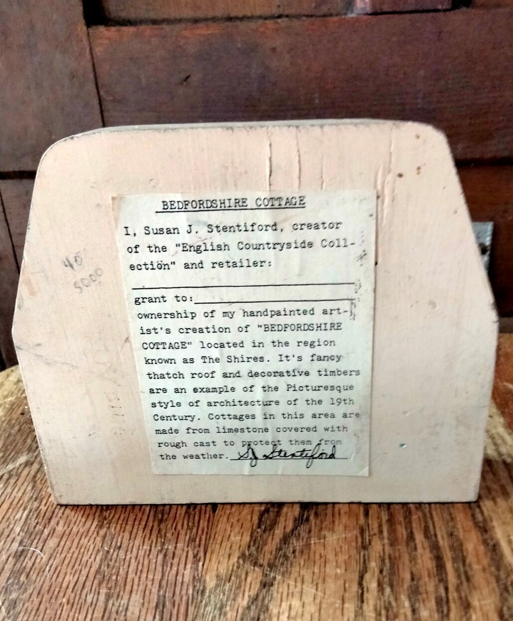 Rare Vintage Susan Stentiford Bedfordshire Cottage Wood Home Décor Shelf Sitter