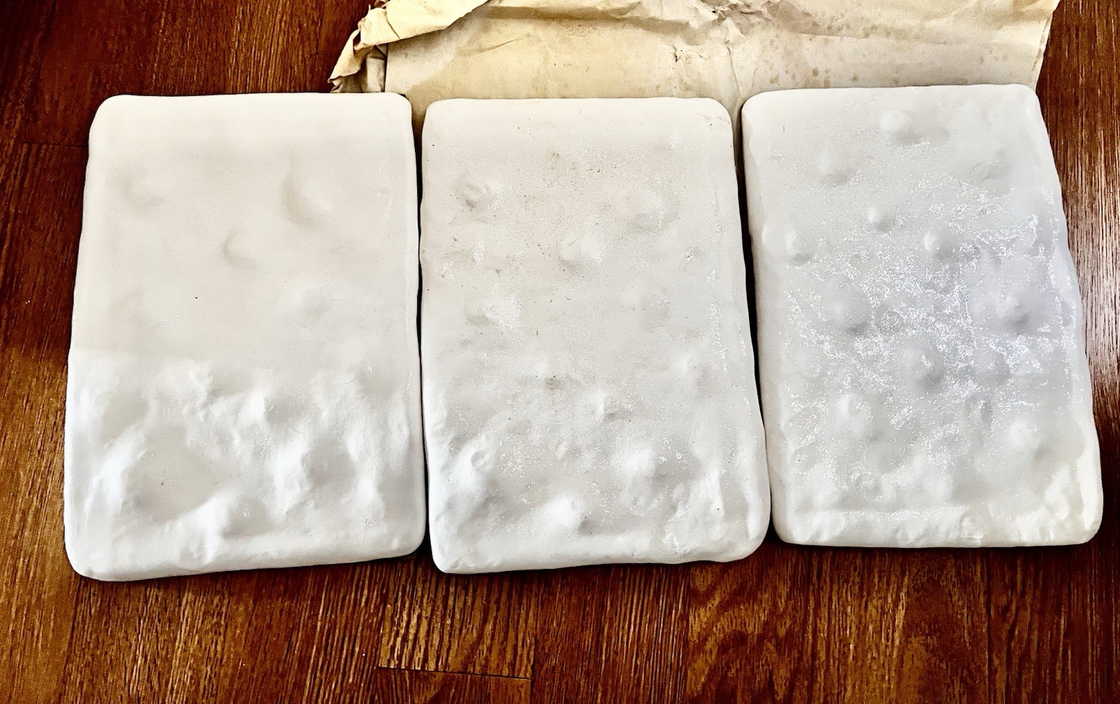 Vtg New Christmas Village Rectangular Snow Bases Set Of 3 Glittered 3D 12x8x.25”
