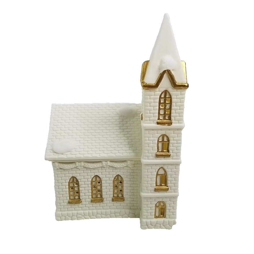 Vintage Jade Porcelain Musical House Church Christmas Village Share The Joy