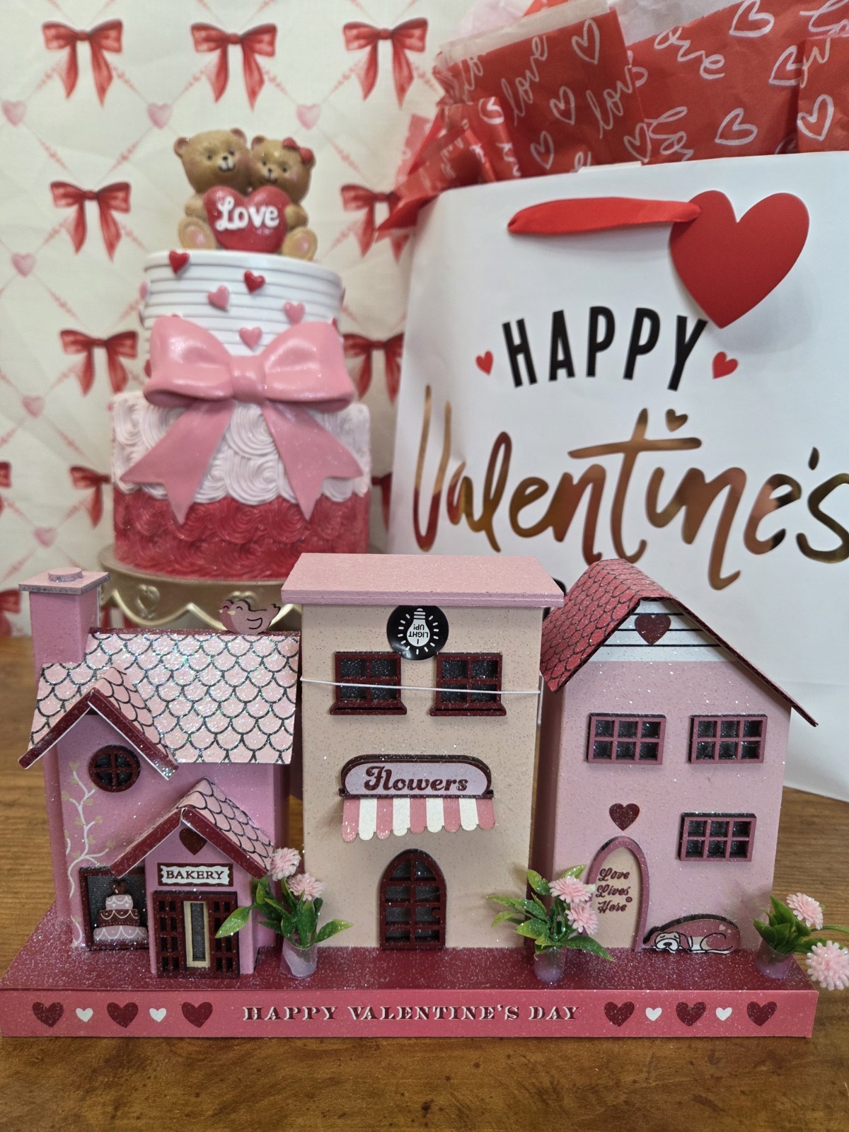 Valentines Day Flower Shop Light up Village.