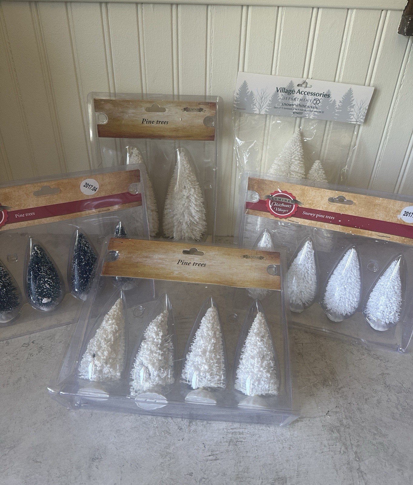 16 New Sisal Flocked Pine Trees 4” 6” 8” Dept 56 Lumineo Bachman’s Lemax Village