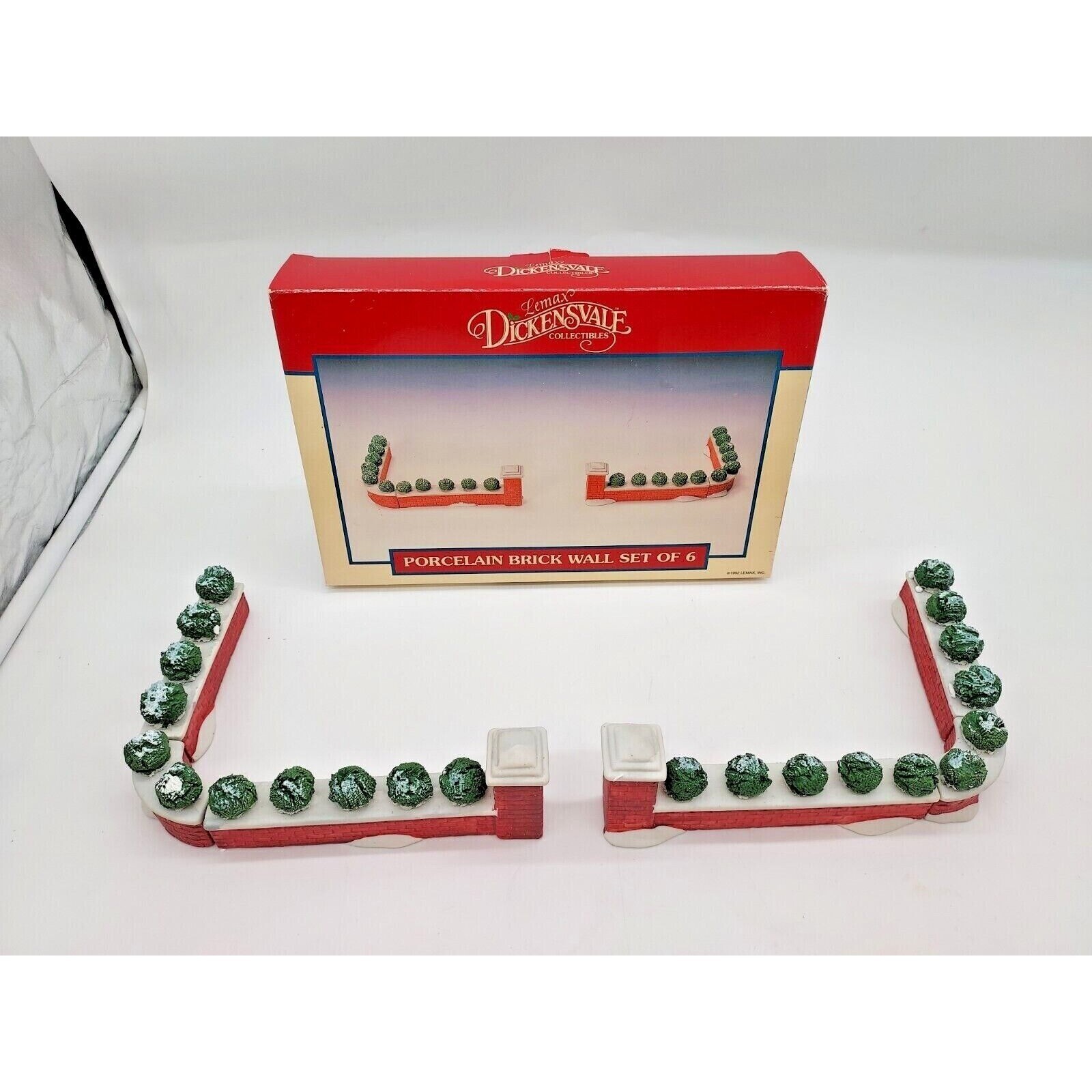 Lemax Set of 6 Pcs Collectibles Porcelain Brick Wall Christmas Vintage Caldor