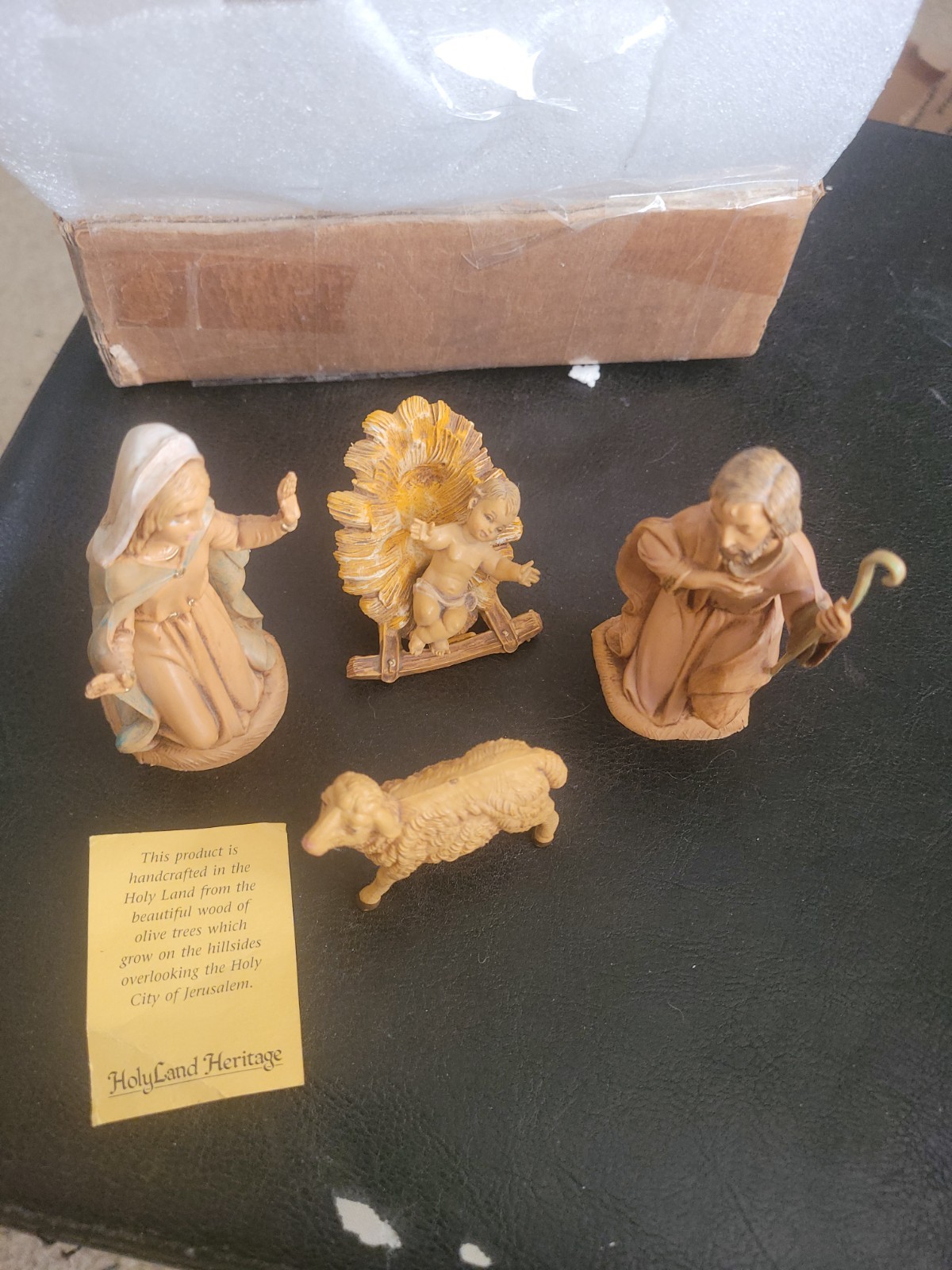 Holyland Heritage Christian Nativity Set Lot 1983 Real Olive Wood from Jerusalem