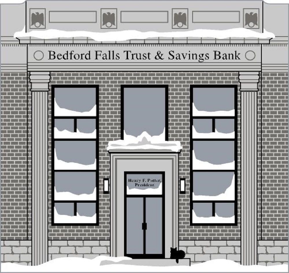 Cat’s Meow Village Christmas Wonderful Life Bedford Falls Trust Savings Bank NEW