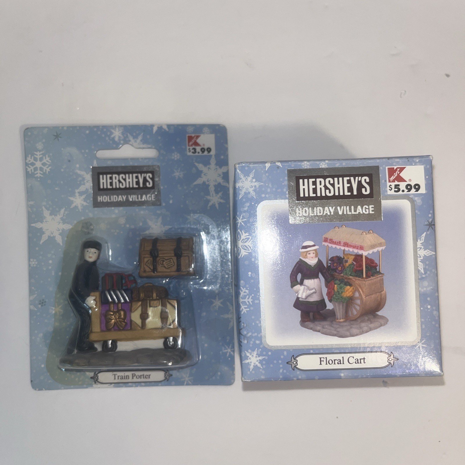 Hershey’s Holiday Village Floral Cart And Train Porter Christmas Figurine
