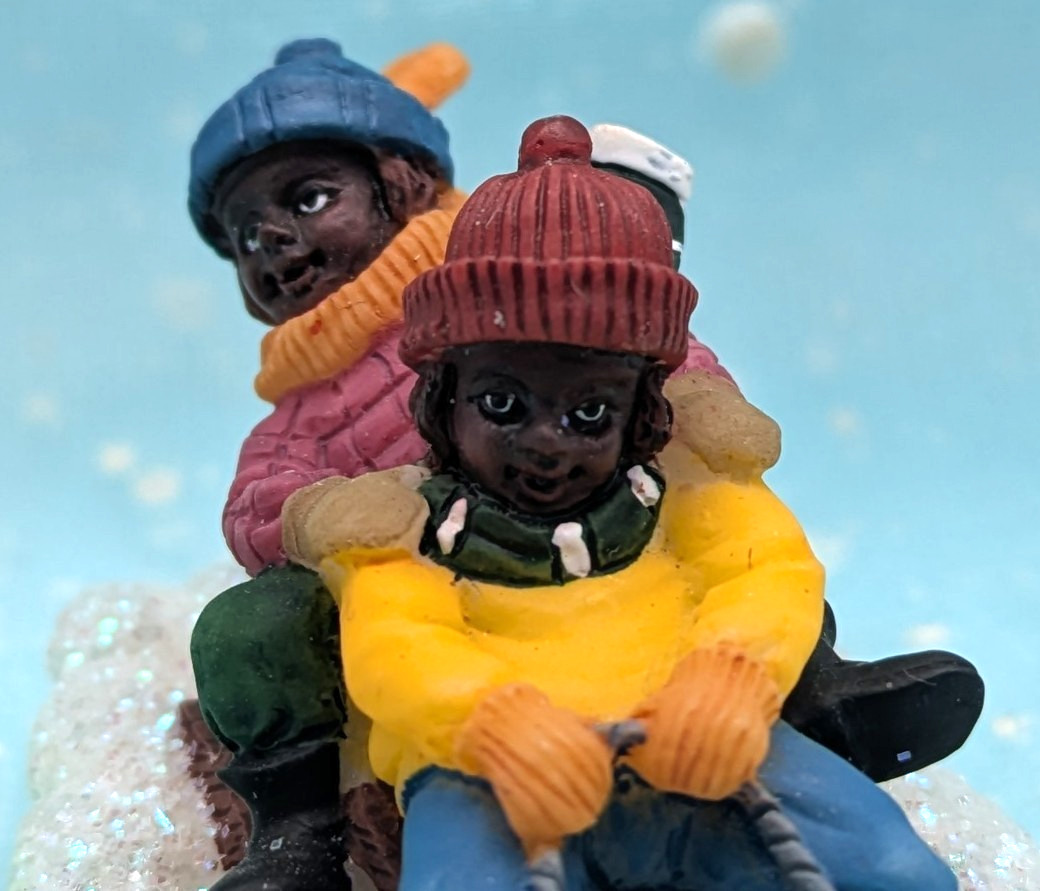 O’Well children sledding Christmas Village Figurine NO BOX INV419