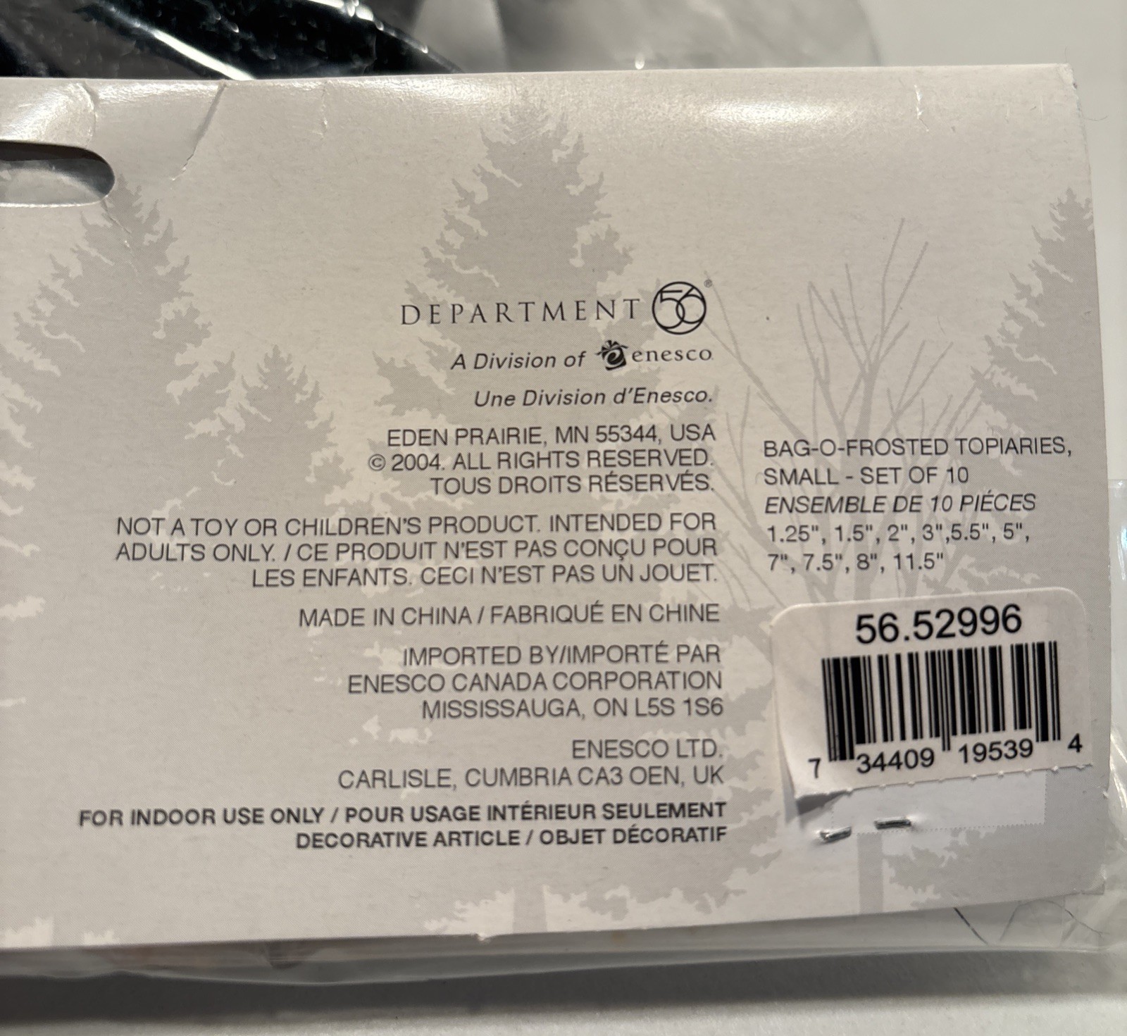 Department 56 Snow Village Bag O Frosted Topiaries Trees Figurine Set 52996. DA6