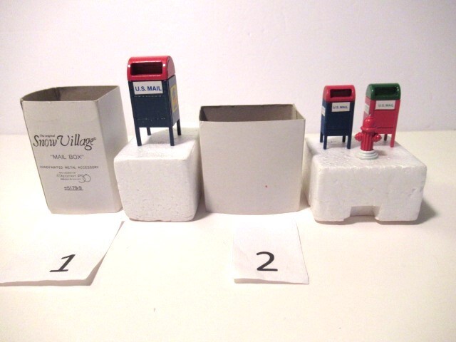 LOT/4 DEPT 56 Snow Village 1 Bule/Red Lge & 2 Sm MAIL BOX ~1 Fire Hydrant-NEW