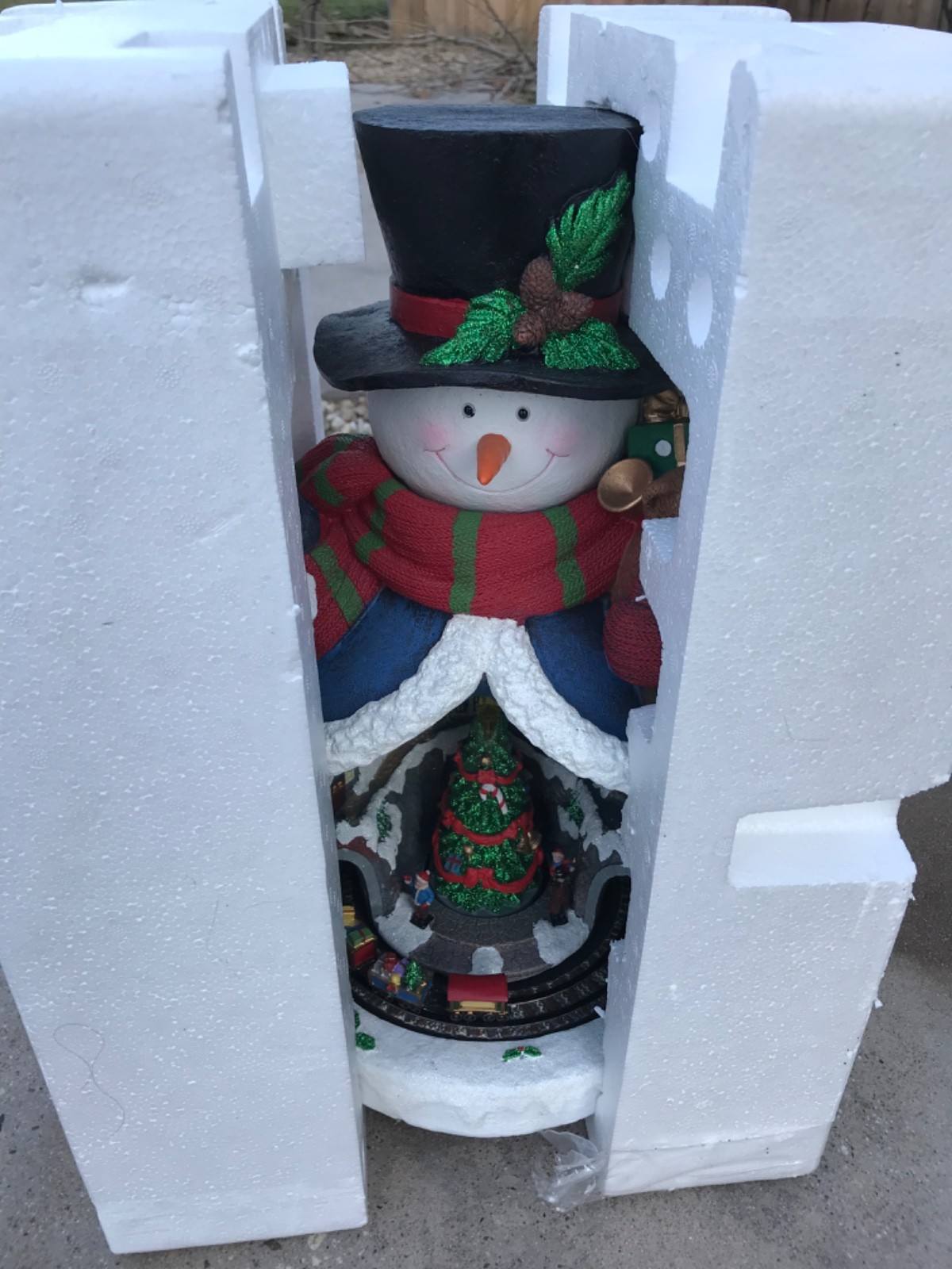 Moments In Time Christmas Decor Snowman Christmas Train Go Round 17″ Tall