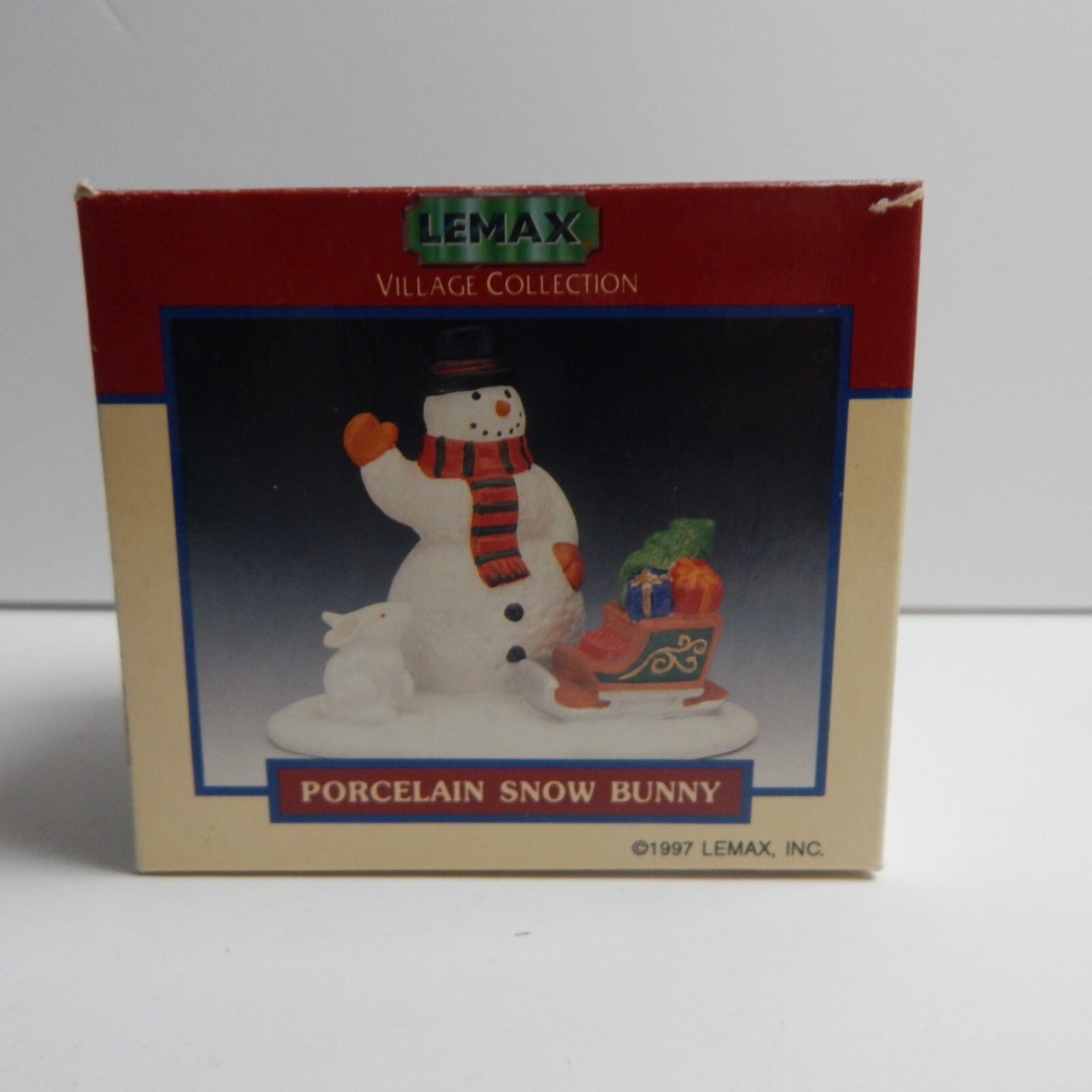 Vintage 1997 Lemax Village Collection Accessory Porcelain Country Snow Bunny