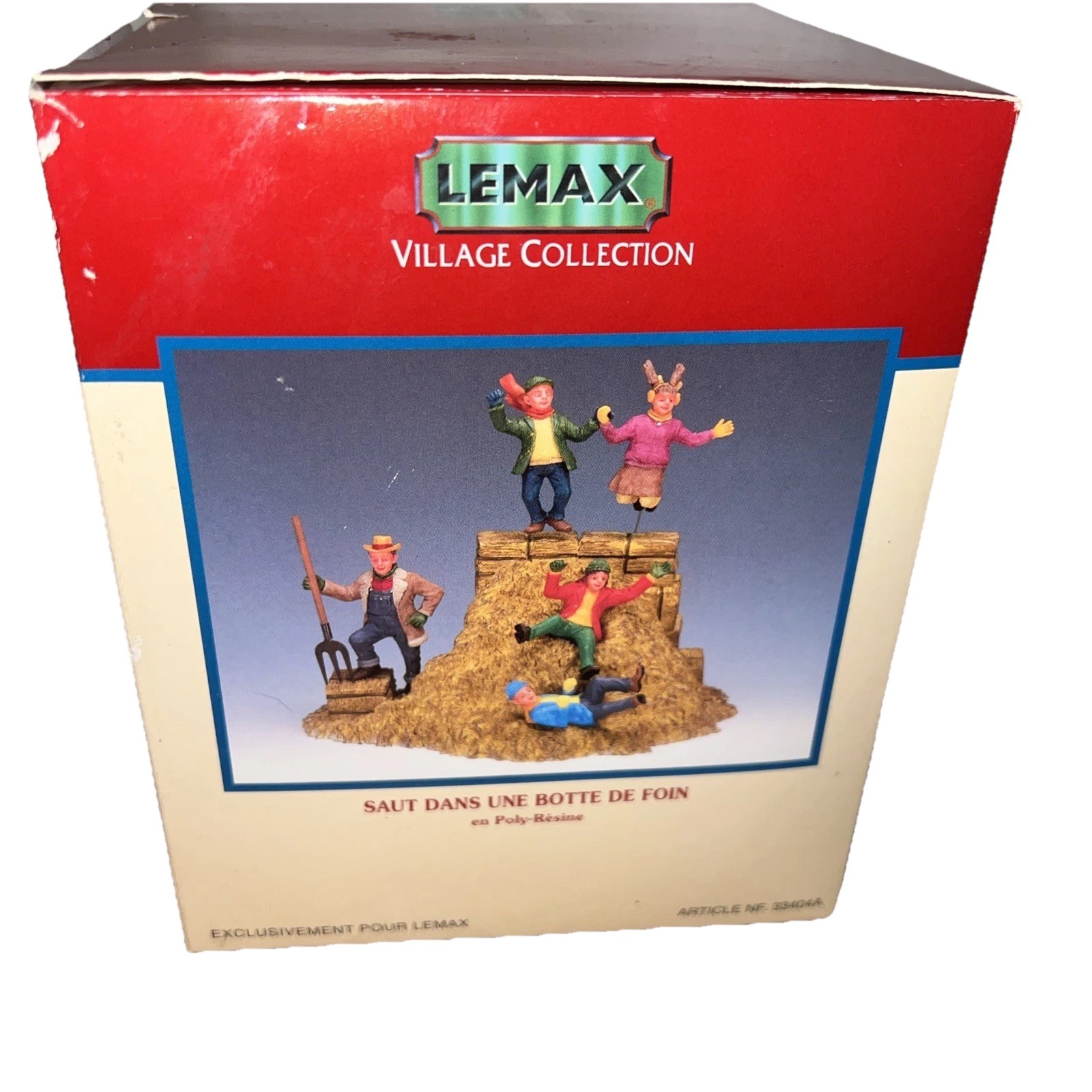Lemax Village Collection Haystack Farmer Kids 2003 Thanksgiving Fall Decor NEW!