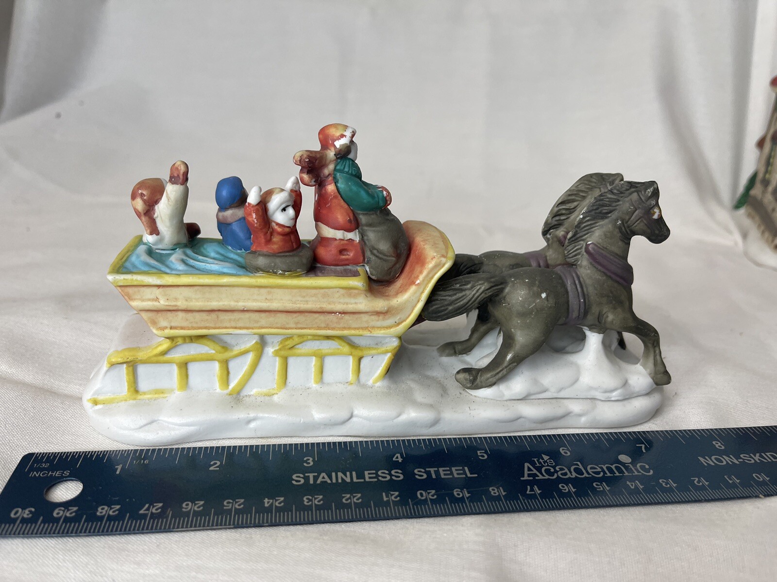Horse Drawn Sleigh W/Kids Country Memories Collection Kmart 1993 VTG RARE Villag