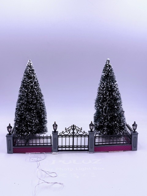 Lemax Lighted Wrought Iron Style Fence Accessory 5pc Christmas Village #10