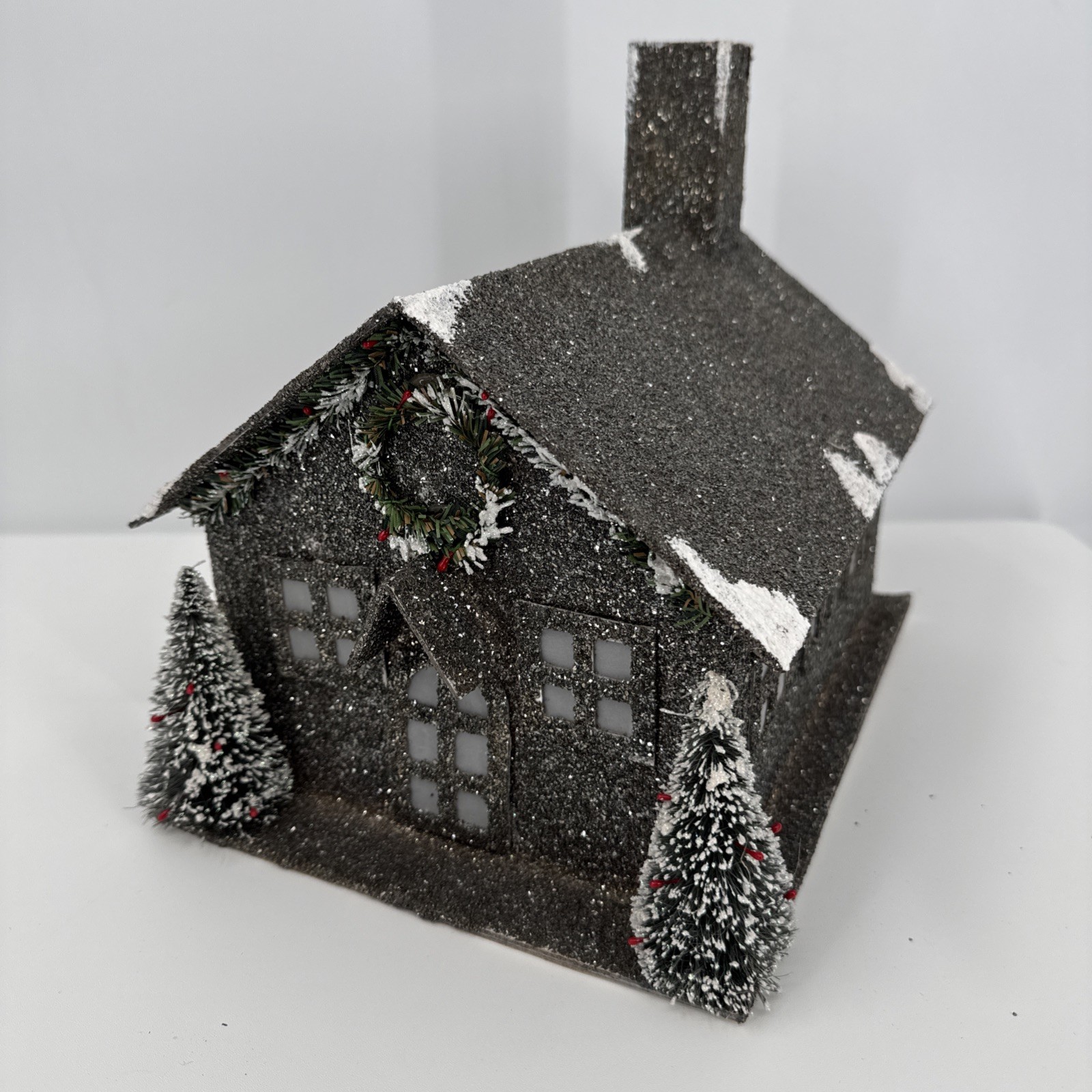Christmas Cardboard Glitter House Holiday Decor Whimsygoth Glitter Light up