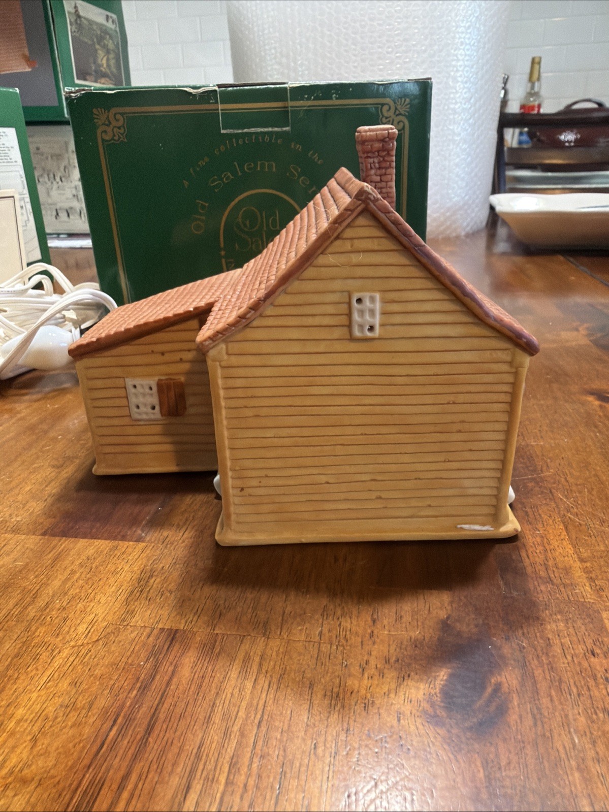 Vintage Old Salem Series Ceramic Miksch House 1992 NC With Light, Map, Box
