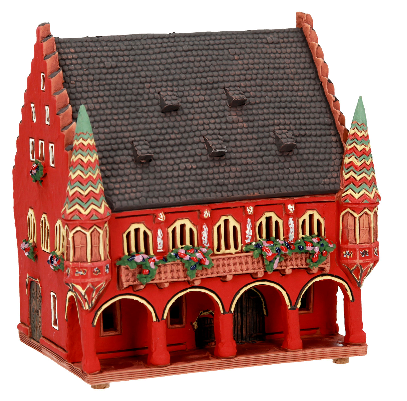 Ceramic Miniature House Candle Holder Old Merchants Hall Freiburg 15cm Midene