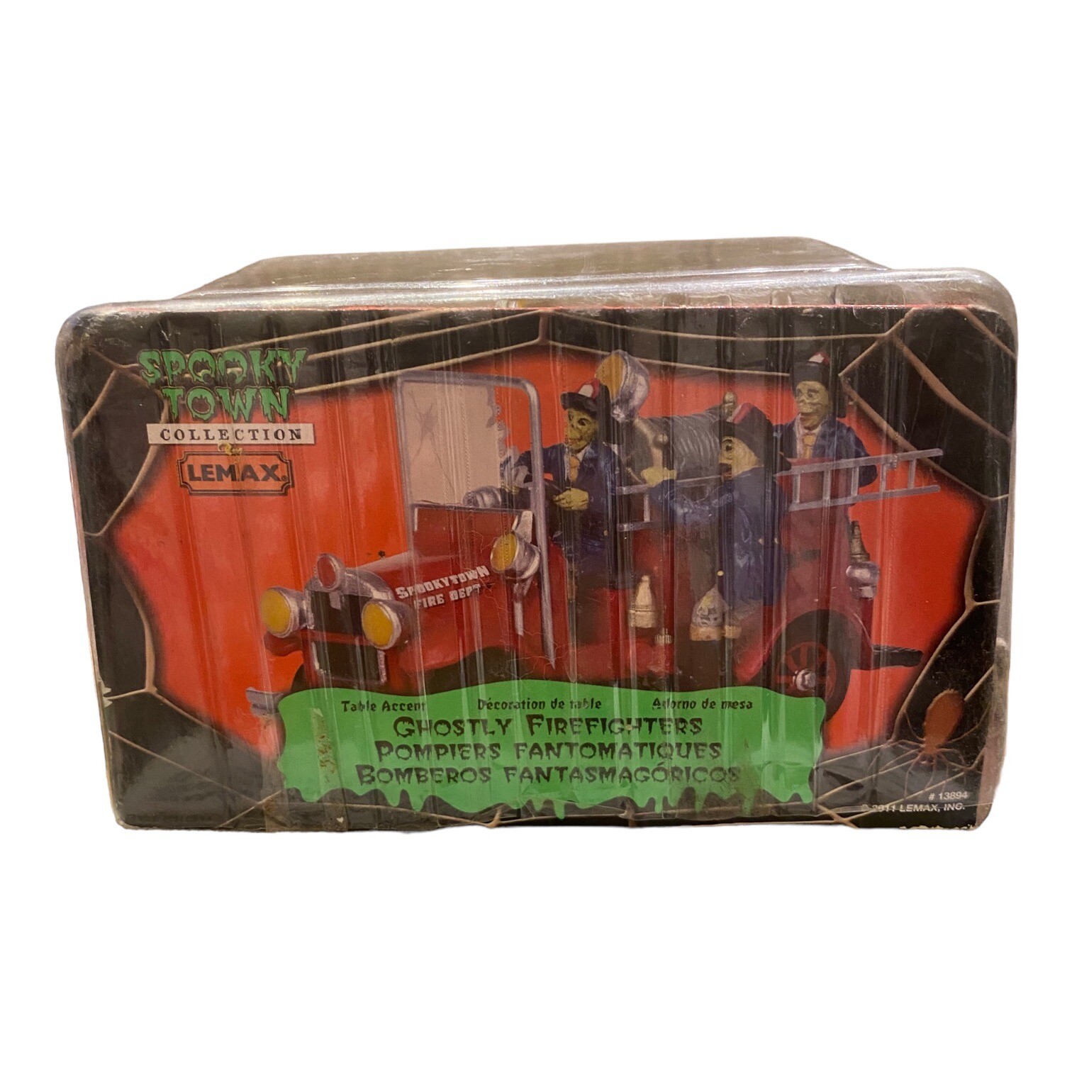 Lemax 13894 GHOSTLY FIREFIGHTERS Spooky Town NEW in Box Fireman Ghost Firetruck