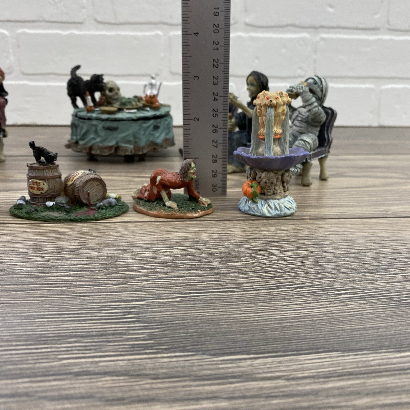Lot of 12 Misc Halloween Village scary figures Cat Skeleton Witch Mummy