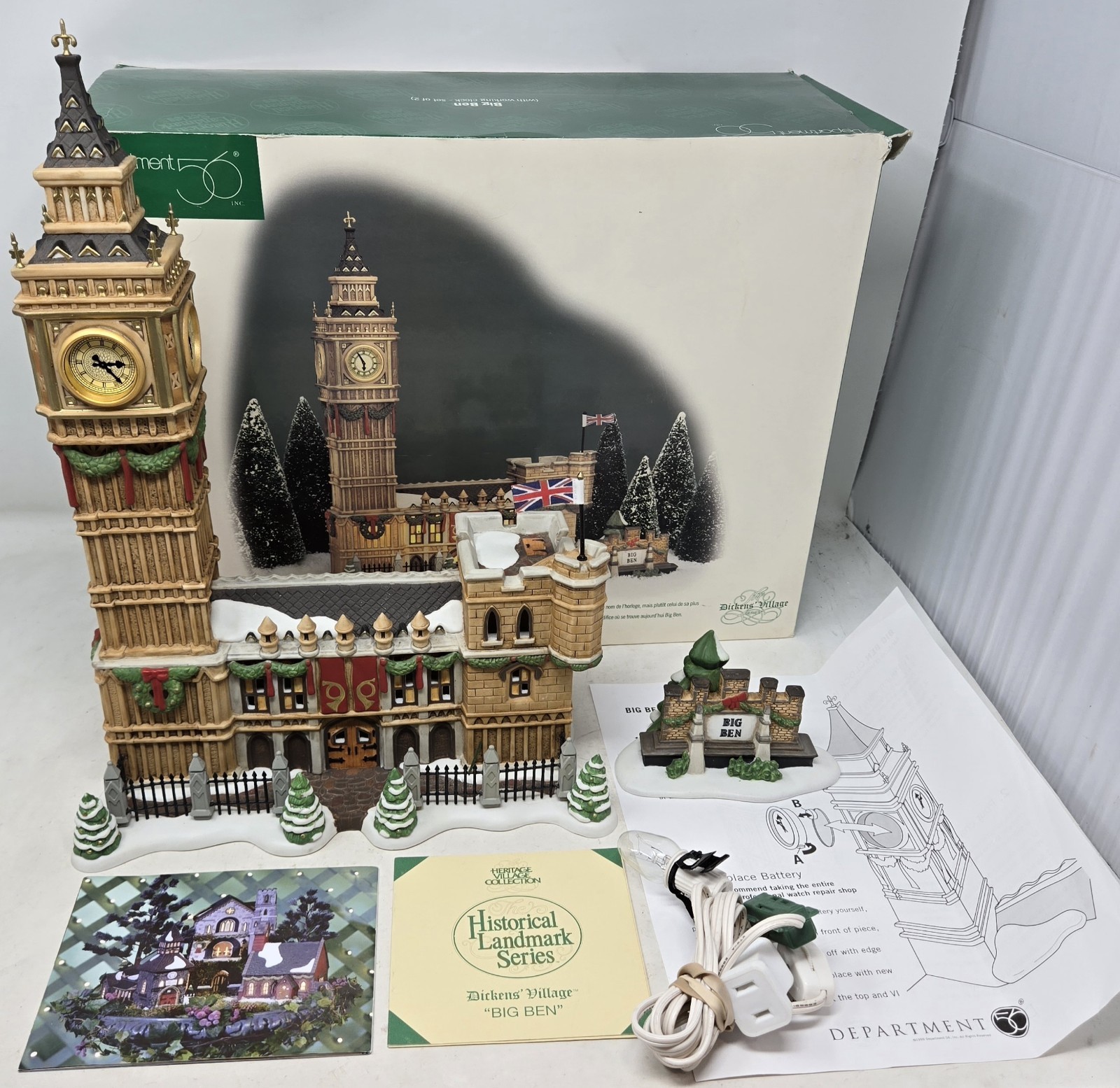 Vintage Department 56 Dickens Village “Big Ben” In Original Box With Light 58341