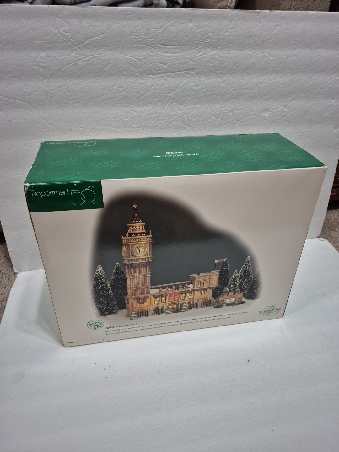 Department 56 Dickens Village “Big Ben” In Original Box With Light & Trees 58341