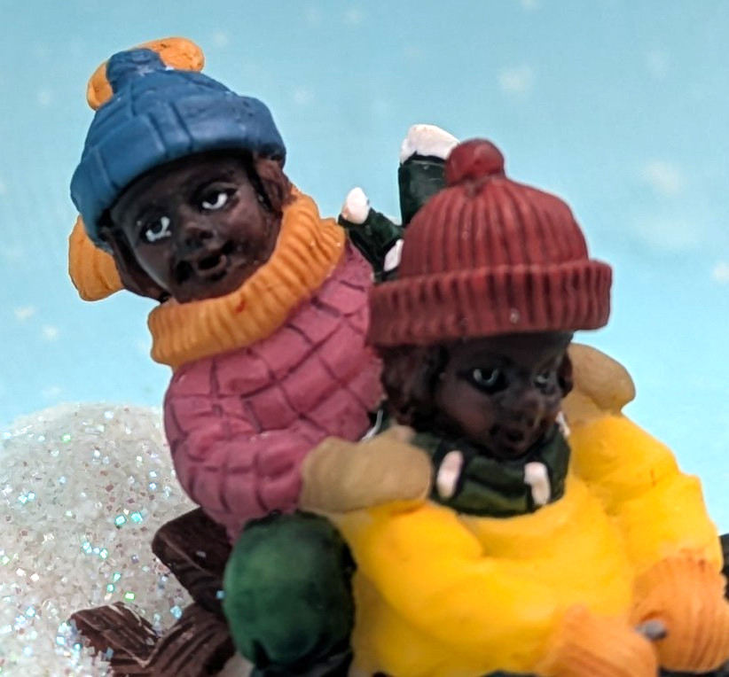 O’Well children sledding Christmas Village Figurine NO BOX INV419