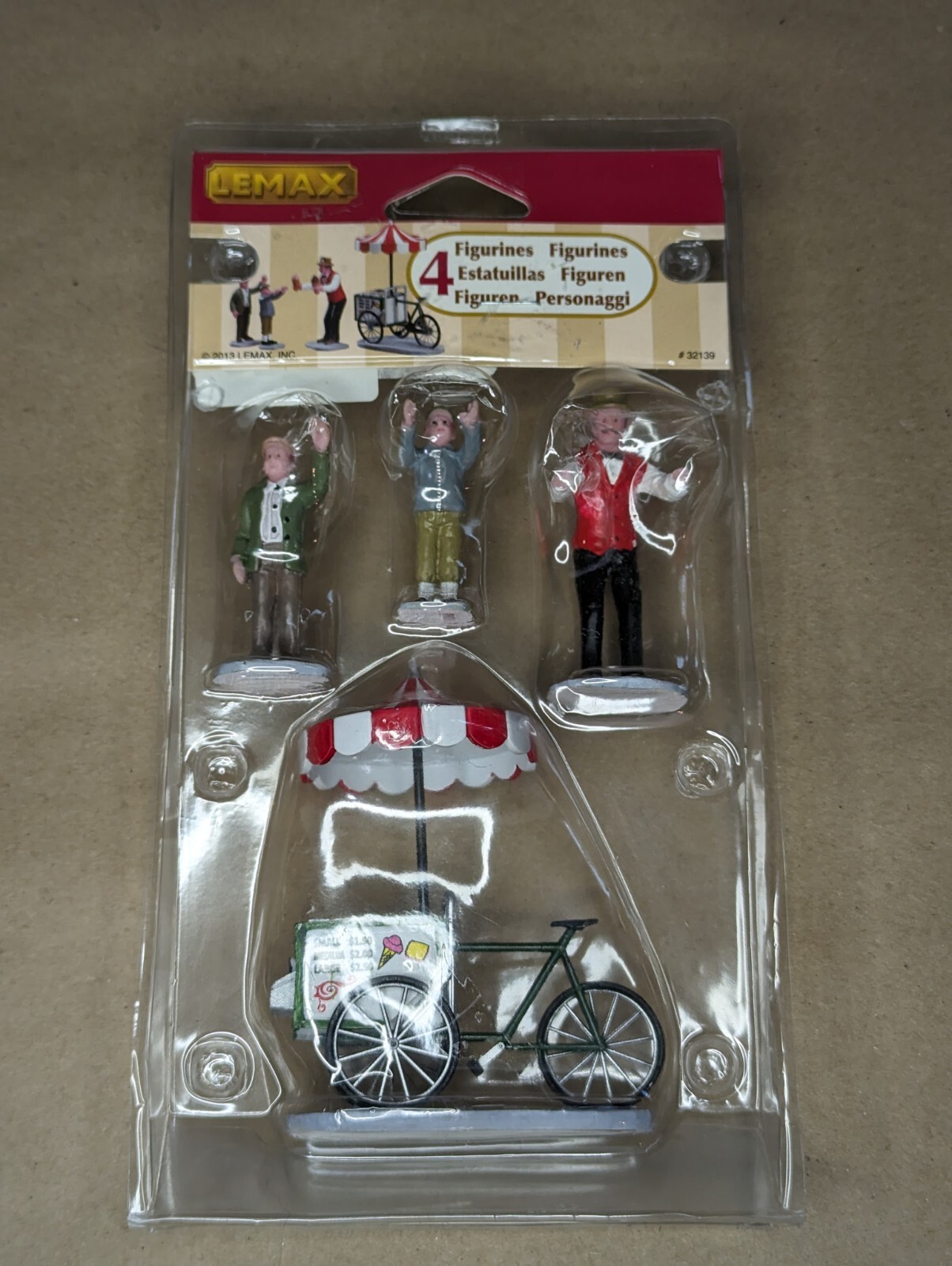 Lemax 2013 Gelato Cart Set Of 4 General Products #32139 Ice Cream Cone Set Of 4