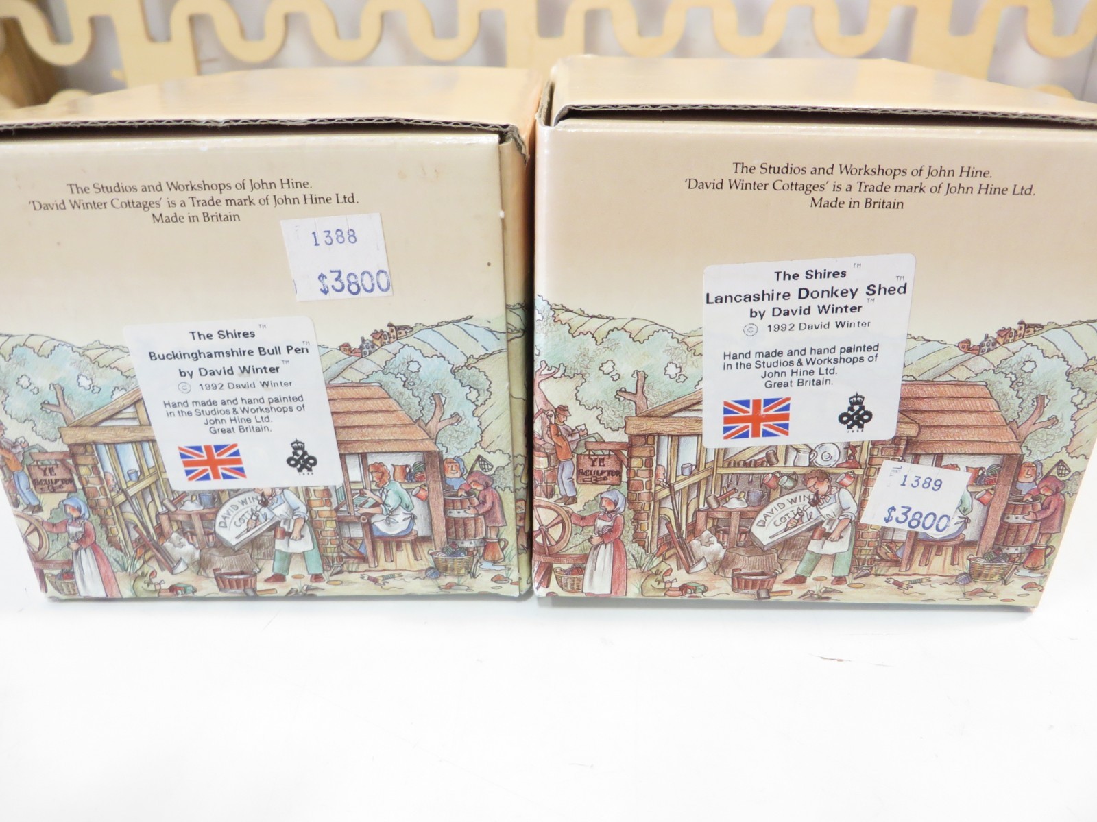 LOT: 2 David Winter “Shire Donkey Shed” & “Shires Buckingham Bull Shed” w/COA’s