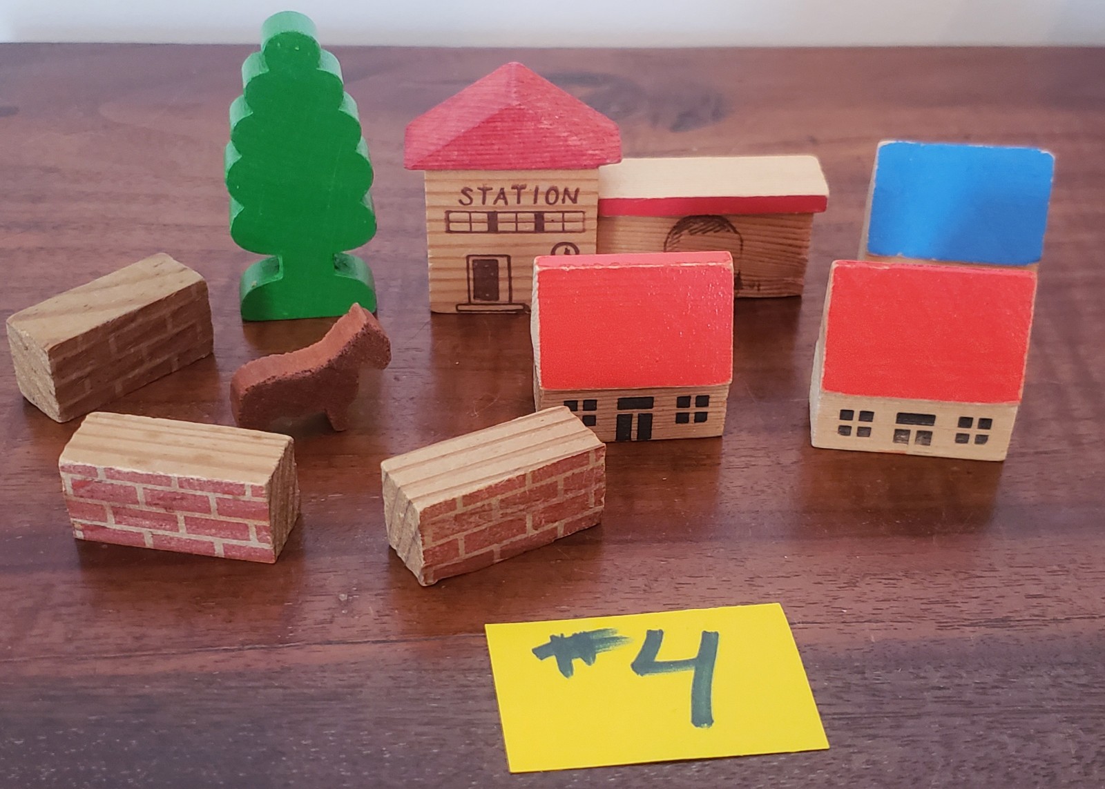 VINTAGE 9 PC Erzgebirge MINIATURE E. German VILLAGE Wood PUTZ CHRISTMAS #4