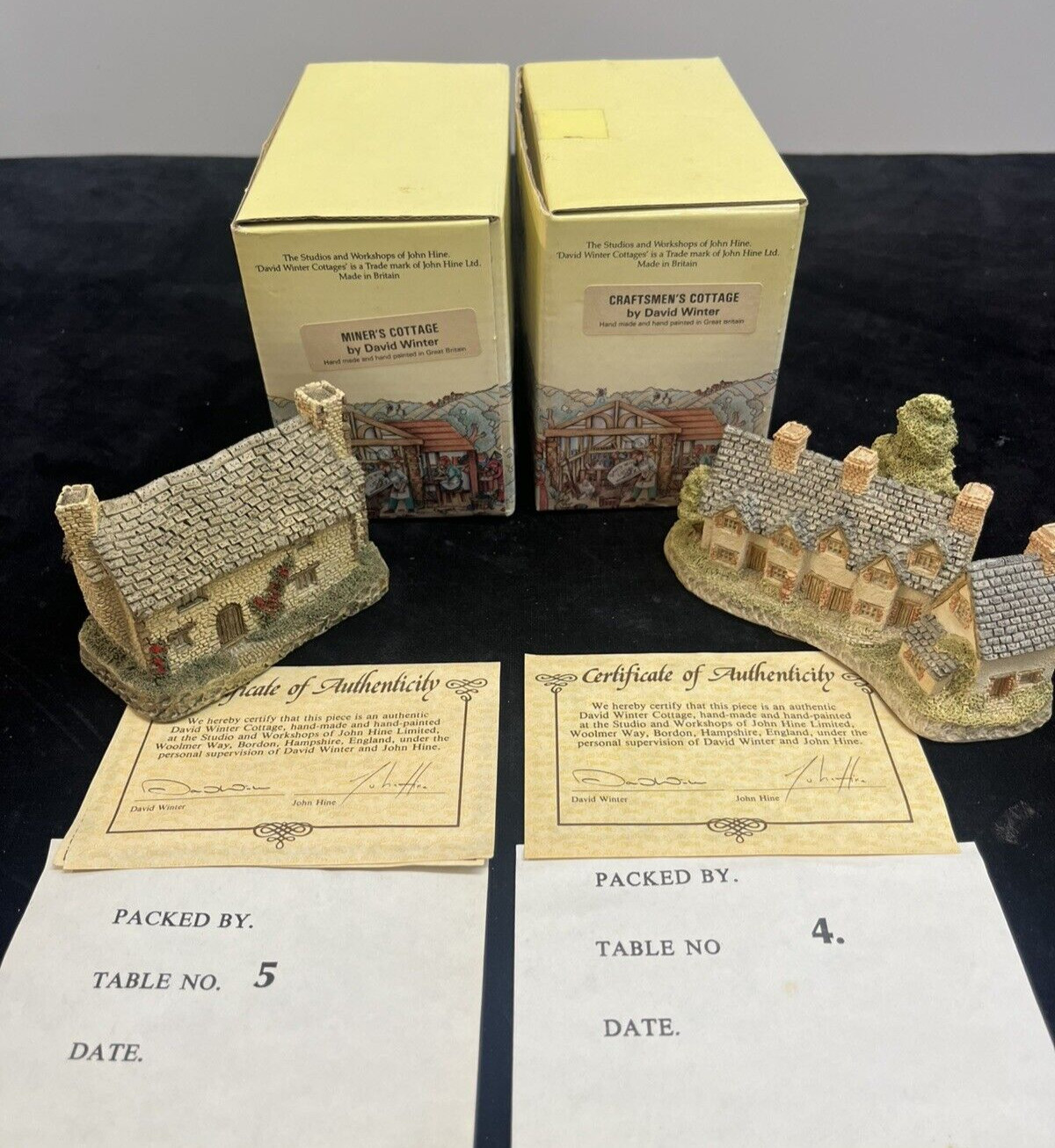 David Winter Cottages Lot Of 4: Yeoman’s Farm, Blackfriars, Craftsman, Miners