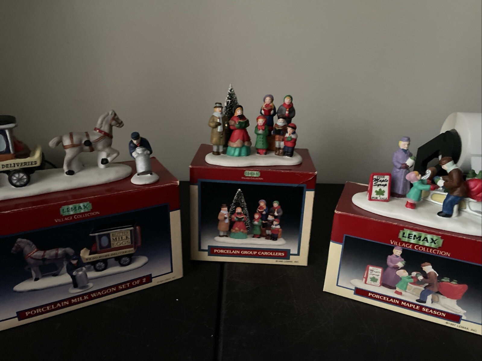 Lemax Christmas Figurines Group Carolers, Milk Wagon, Maple Season. READ