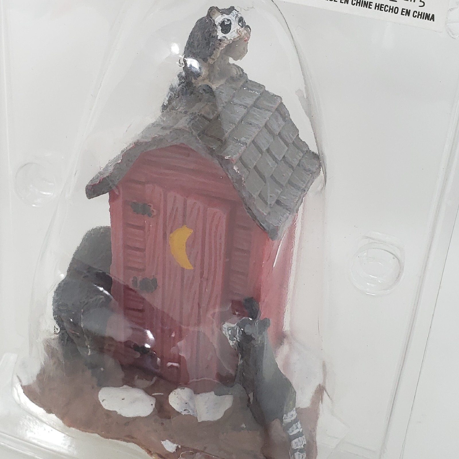 Lemax “Outhouse Marauders” #24492 – Village Outhouse w/ Bear, Raccoon