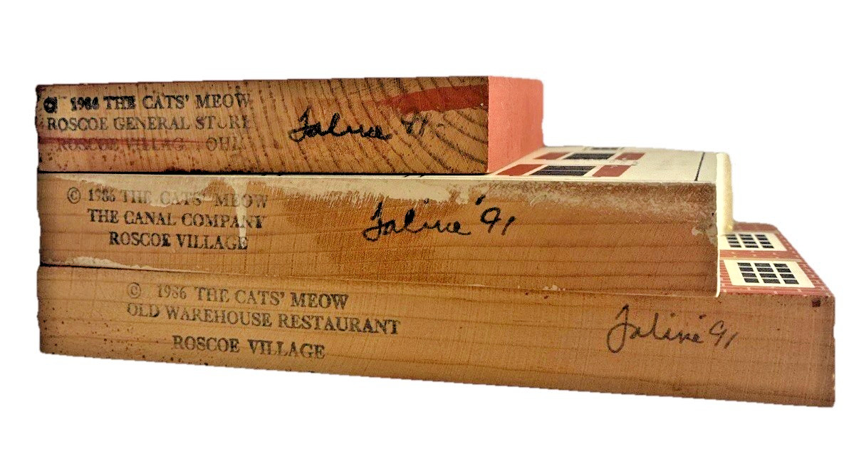 Cats Meow Village Set of 3 Roscoe Village Chicago Series 1991 Signed Faline
