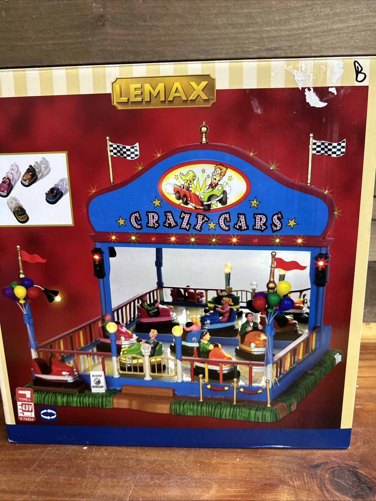 LEMAX CRAZY CARS Holiday Village Carnival-in Box Not Working B